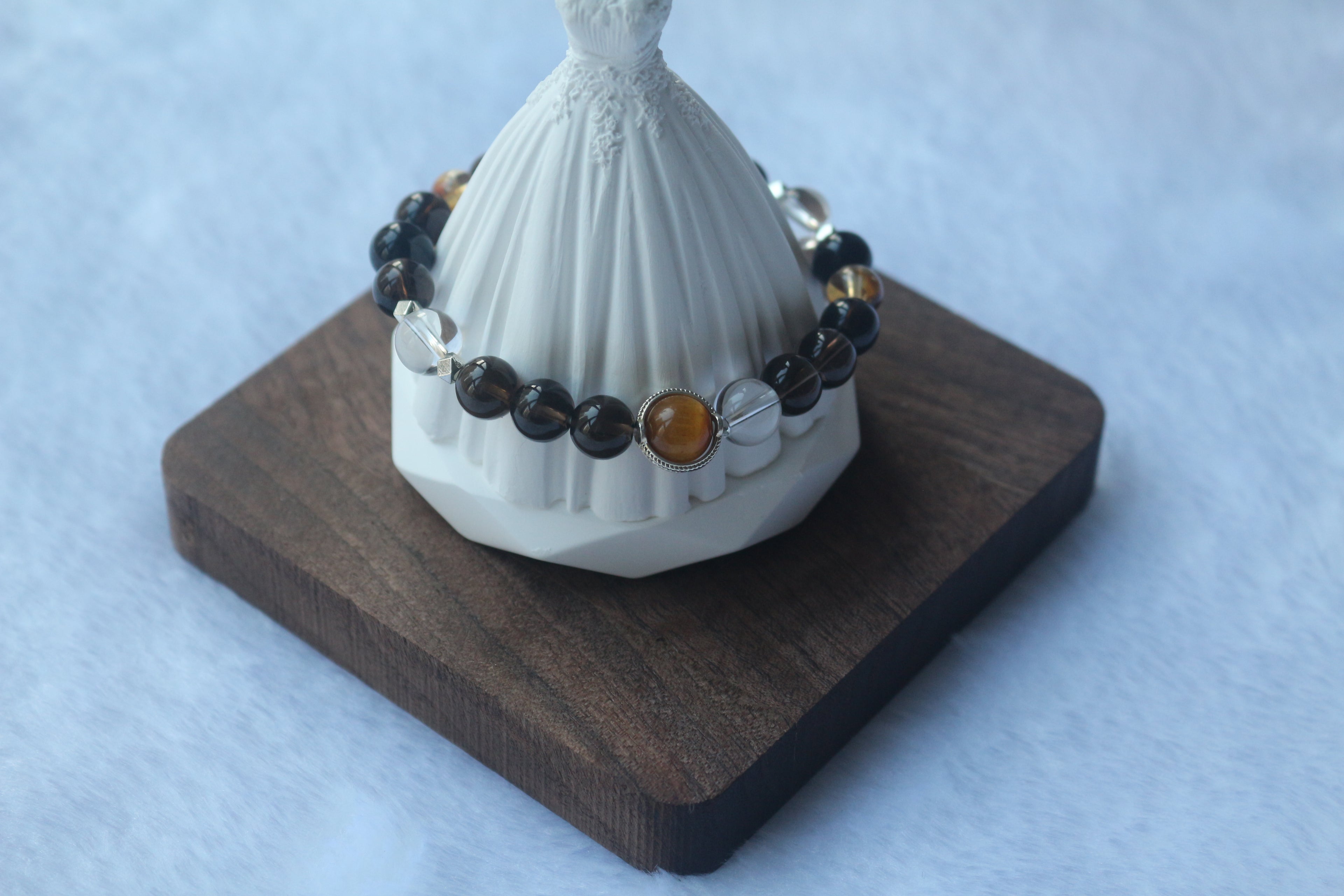 Handcrafted Brown & Black Crystal Beaded Bracelet • Protection & Grounding Gift